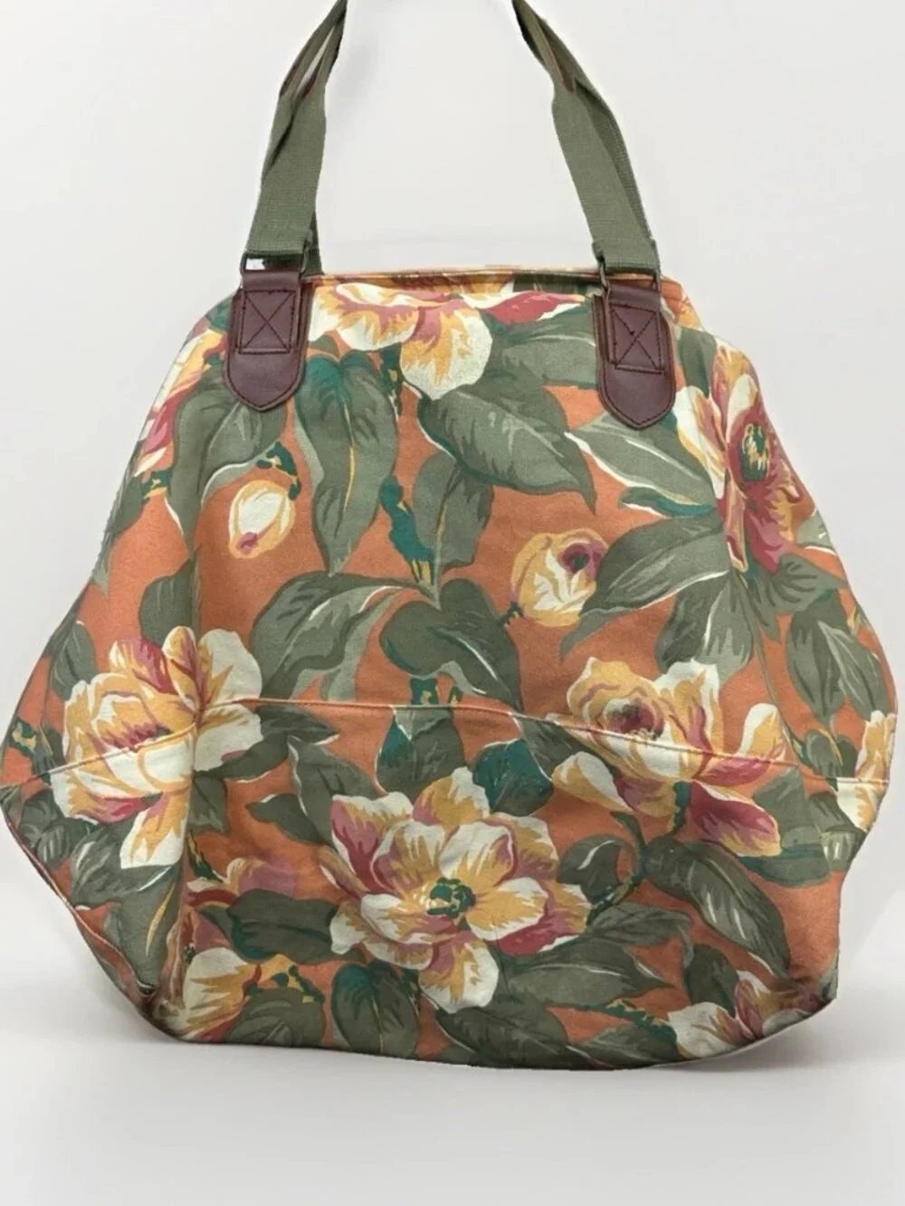 🌸 Vintage GAP Floral Canvas Weekender Duffel Tote Bag Cottagecore 80s 90s Boho